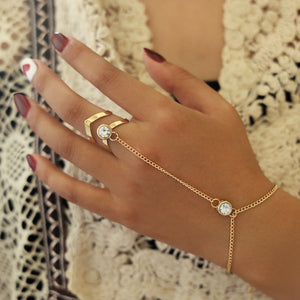 Gold Crystal Ring Bracelet