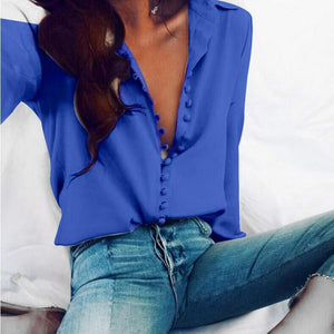 Sexy Chiffon Button-Up Long sleeve Blouse