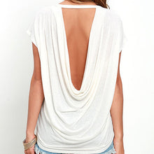 Casual Draped Backless Short Sleeve Top